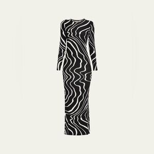 Tove Studio Nika Long Sleeve Knit Maxi Dress Abstract Swirl size FR 36/ US 4
